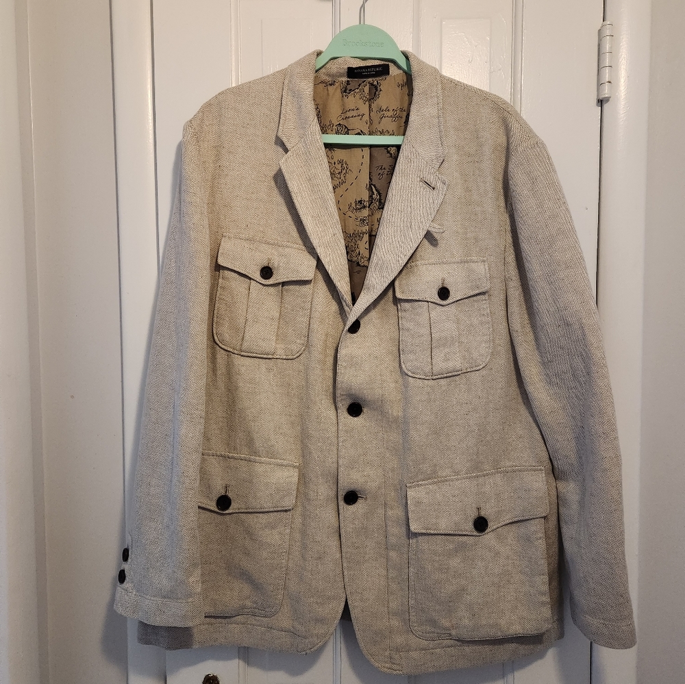 Banana Republic Men's Beige Textured Field Blazer